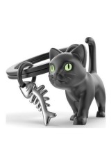 ΜΠΡΕΛΟΚ META[L]MORPHOSE - BLACK CAT THEME WITH FISH BONE CHARM KEYRING