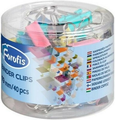 ΚΛΙΠΣ FOROFIS  ΠΑΣΤΕΛ ΧΡΩΜΑΤΑ 19mm (κουτί 40 τμχ)