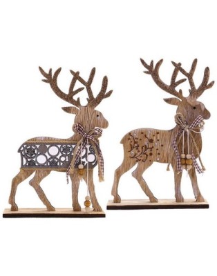 ΔΙΑΚΟΣΜΗΤΙΚO ΞΥΛΙΝΟ ΕΛΑΦΑΚΙ TOTAL XMAS 22x5cm