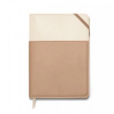 ΣΗΜΕΙΩΜΑΤΑΡΙΟ ΜΕ ΘΗΚΗ VEGAN LEATHER IVORY/TAUPE