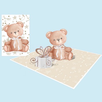 ΕΥΧΕΤΗΡΙΑ ΚΑΡΤΑ ORIGAMI 3D ΑΡΚΟΥΔΑΚΙ  12Χ17