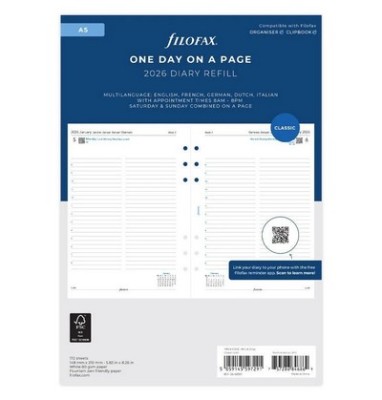 ΑΝΤΑΛΛΑΚΤΙΚΟ ΗΜΕΡΟΛΟΓΙΟ FILOFAX 2026 A5 ΑΓΓΛΙΚΟ ΗΜΕΡΑ ΑΝΑ ΣΕΛΙΔΑ