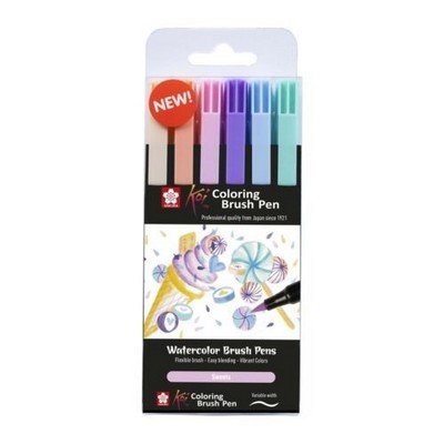 ΜΑΡΚΑΔΟΡΟΙ SAKURA KOI MANGA COLORING BUSH PEN SET 6, SWEETS