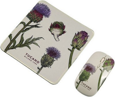 SET MOUSE & MOUSEPAD WHITE TUCANO SCHIZZO