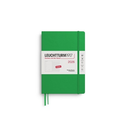 LEUCHTTURM1917 WEEKLY PLANNER & NOTEBOOK DOTTED MEDIUM A5 2026 HARDCOVER SPRING LEAF