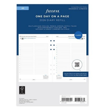 ΑΝΤΑΛΛΑΚΤΙΚΟ ΗΜΕΡΟΛΟΓΙΟ FILOFAX 2026 A5 ΑΓΓΛΙΚΟ ΗΜΕΡΑ ΑΝΑ ΣΕΛΙΔΑ